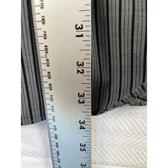 J Ferrar Dress Shirt Mens 17 34-35 Gray Black Striped Cotton Long Sleeve - Picture 2 of 8